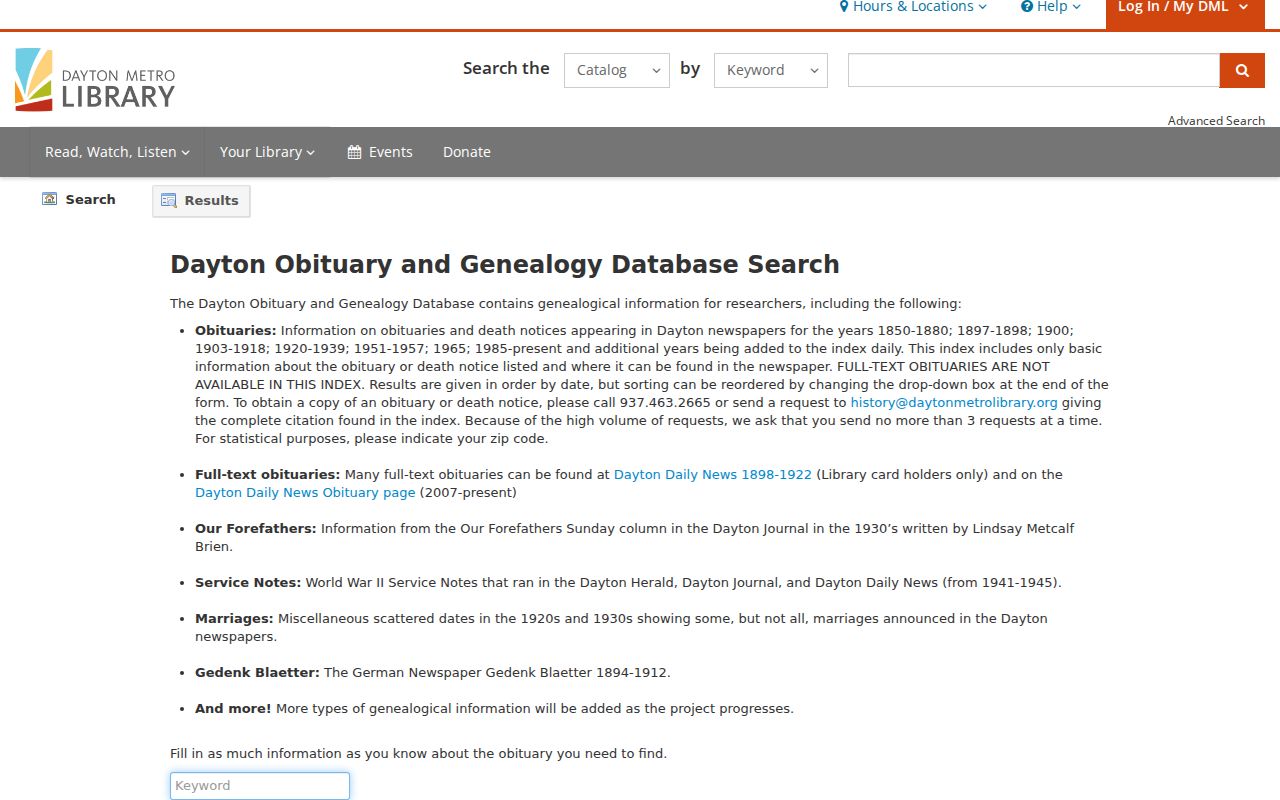 Dayton city directory household research using the HOBITS obituary citation database