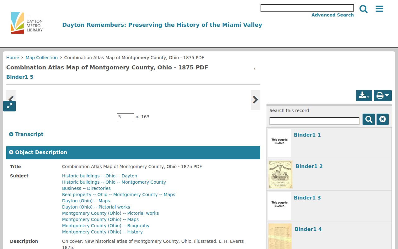 Dayton city directory historical map context in the digitized Montgomery County atlas
