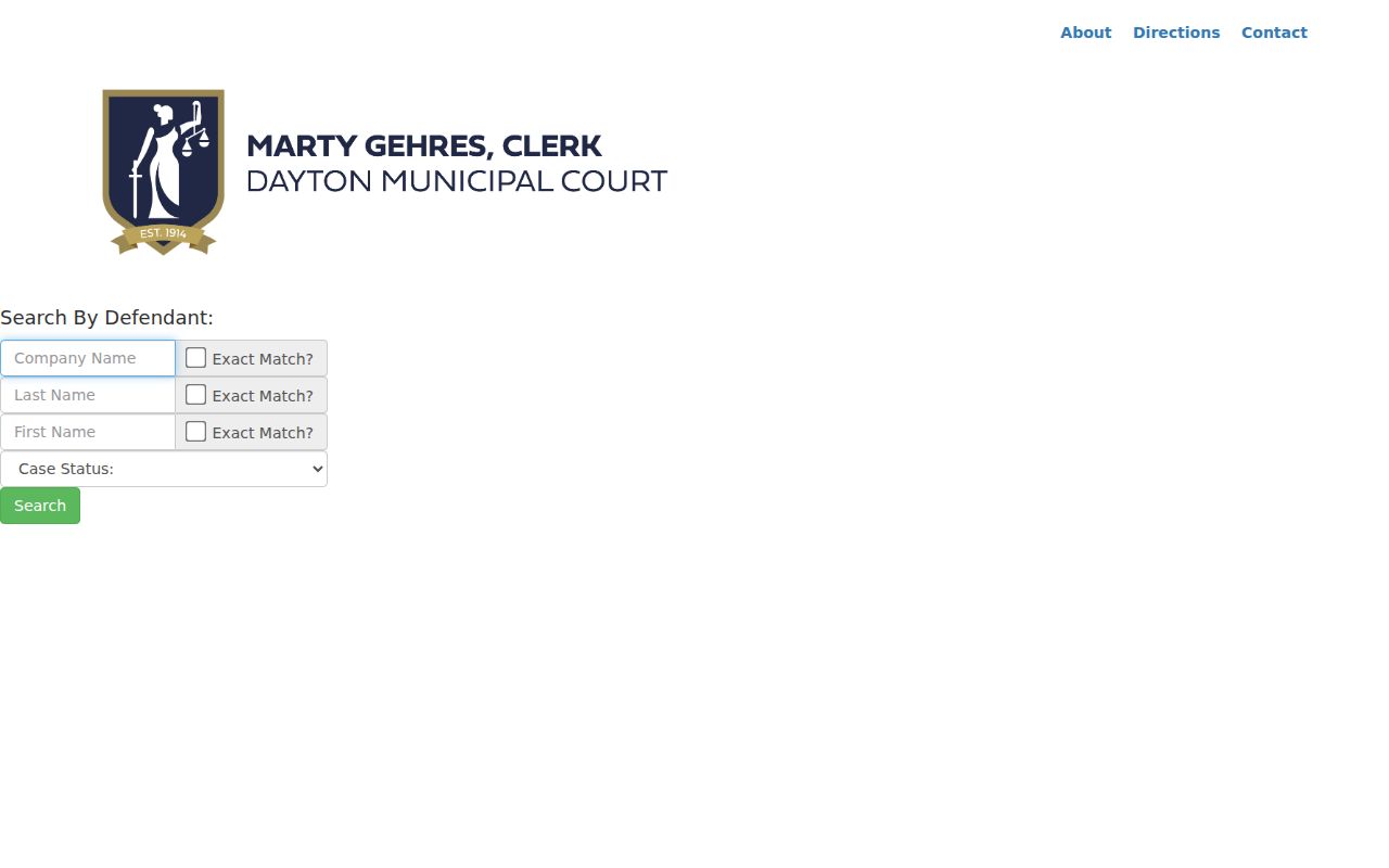 Dayton residents directory Municipal Court defendant search form