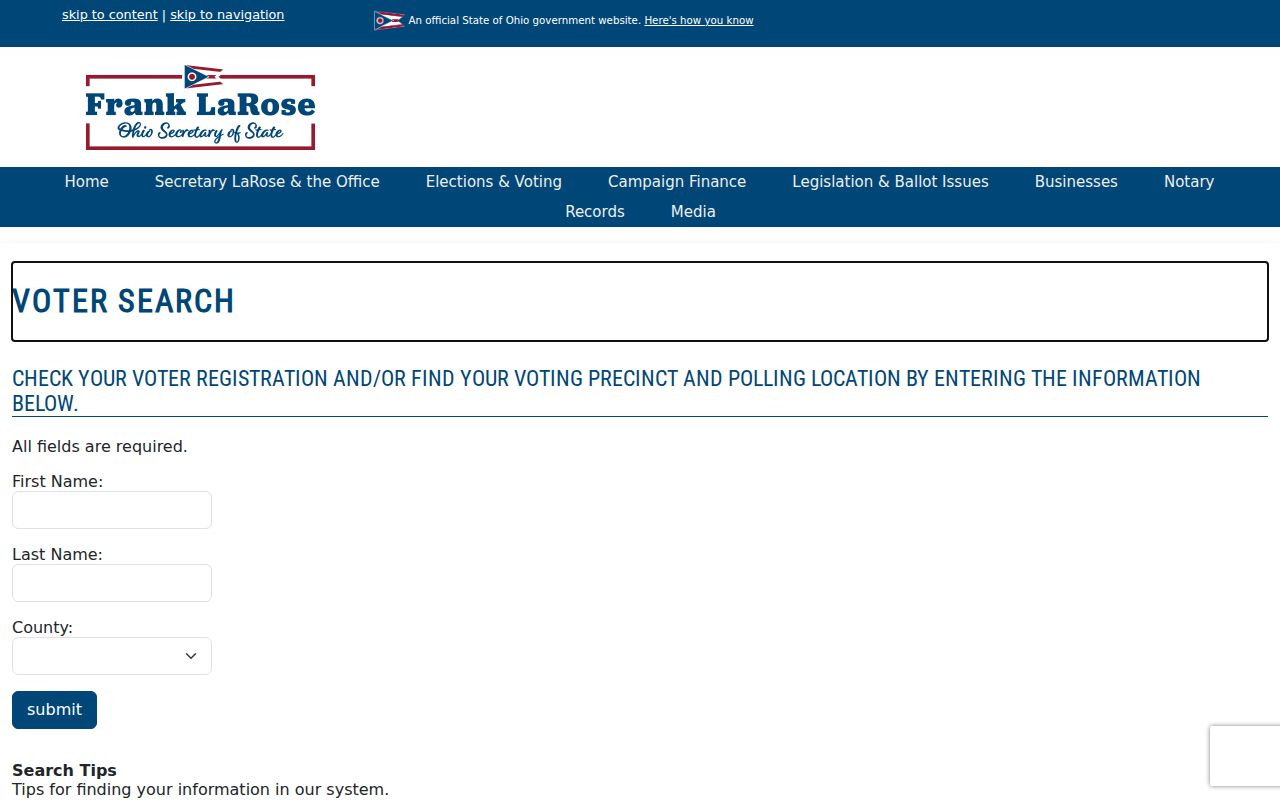 Dayton residents directory Ohio voter information search fields