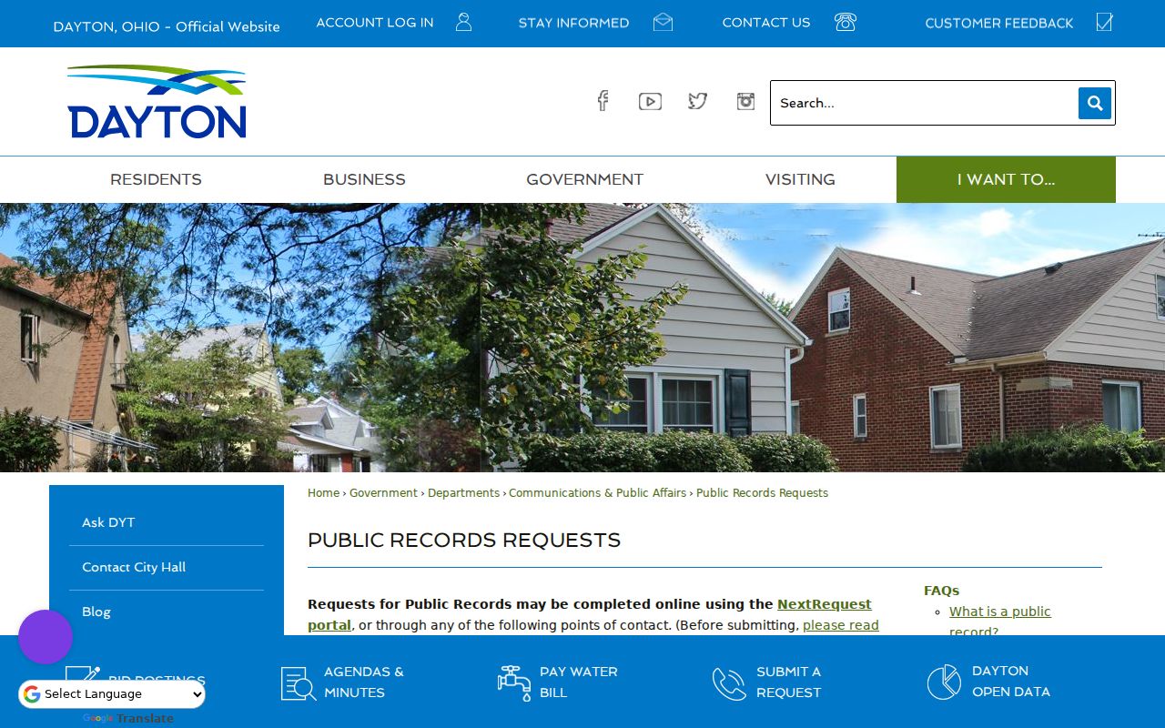 Dayton neighbors City public records request route