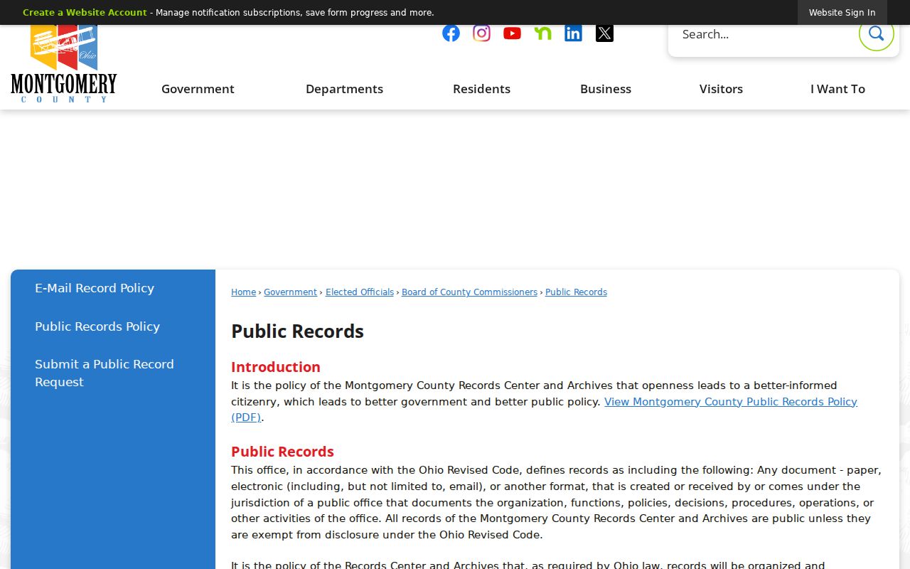 Dayton neighbors Montgomery County public records routing page