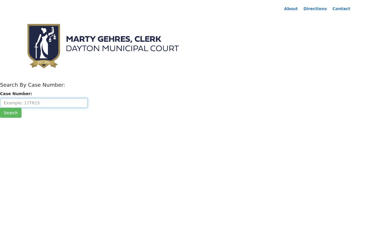 Dayton resident lookup through the Dayton Municipal Court case-number search