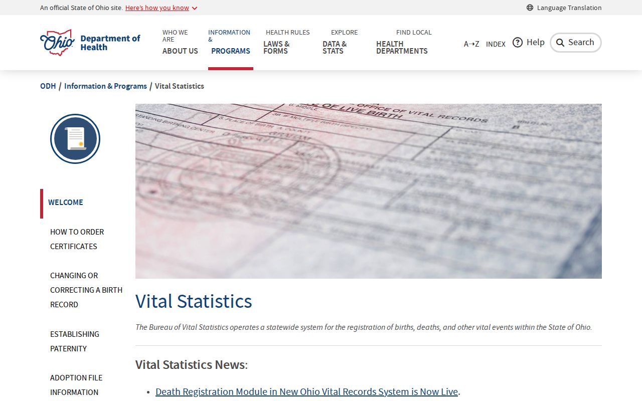 Dayton ZIP code directory context for Ohio Vital Statistics records access
